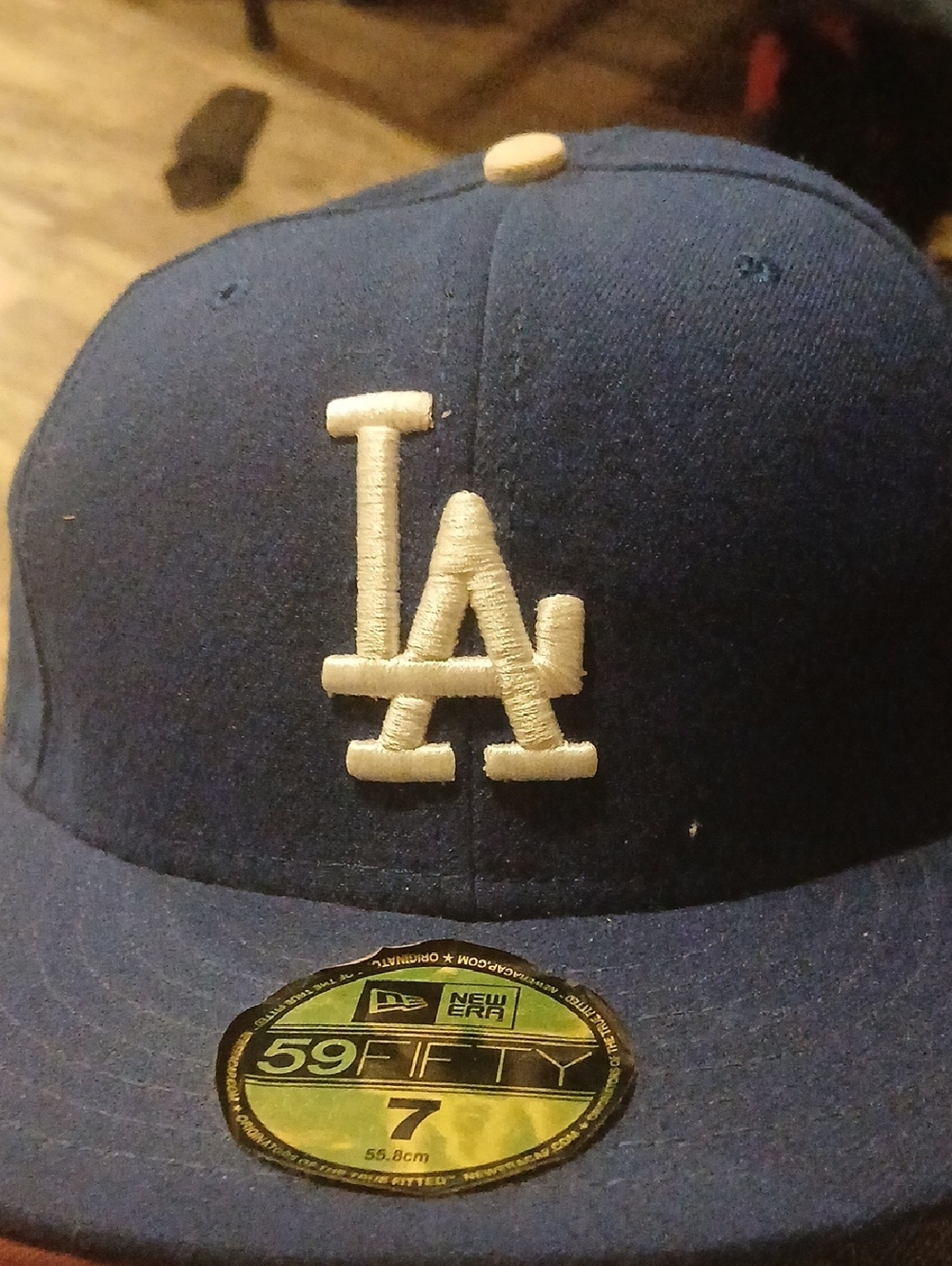 New Era Blue Fitted Cap with White LA Logo